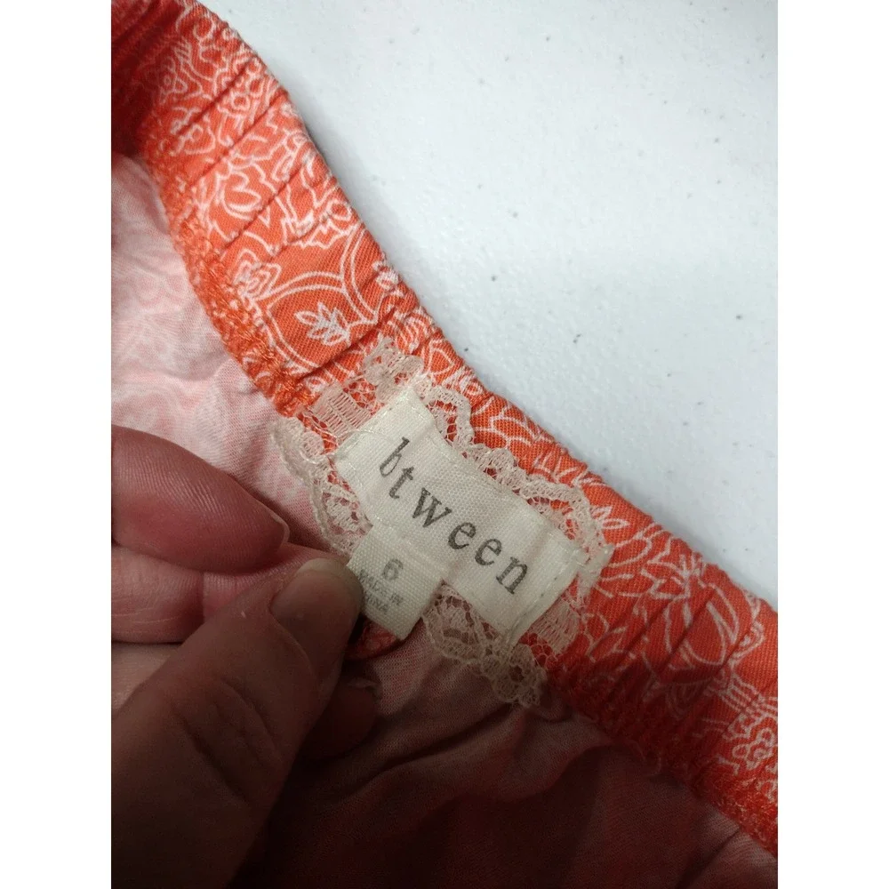 btween Girls Orange Floral Print Palazzo Pants‎ Size 6